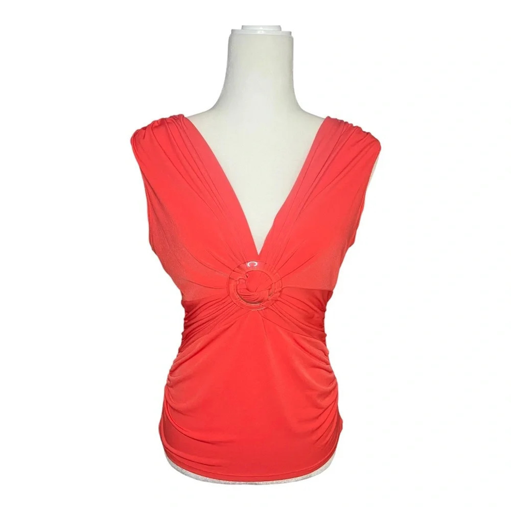 y2k Bisou Bisou Vibrant Coral Top - Picture 4 of 5